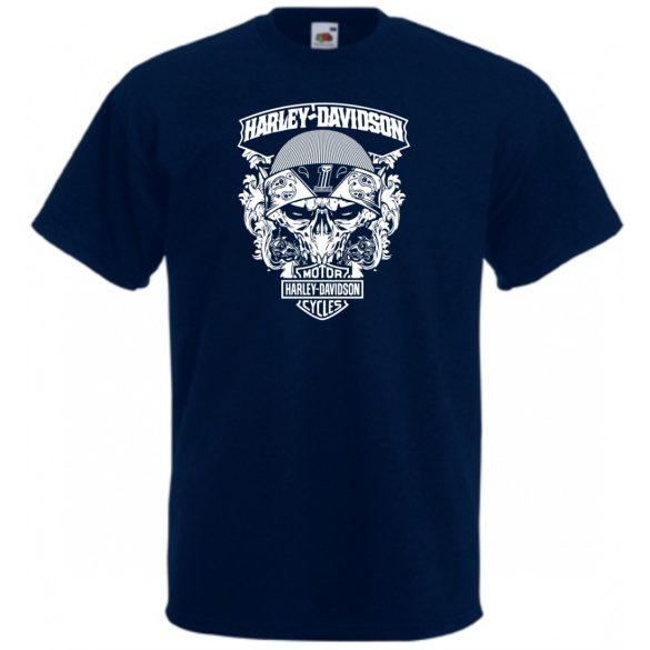 Motor fan koponyával férfi rövid ujjú póló