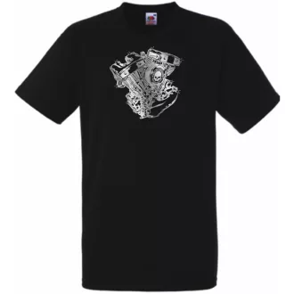 Motor fan Skull Harley Engine férfi rövid ujjú póló