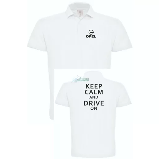 Keep Calm Styled Opel galléros férfi póló