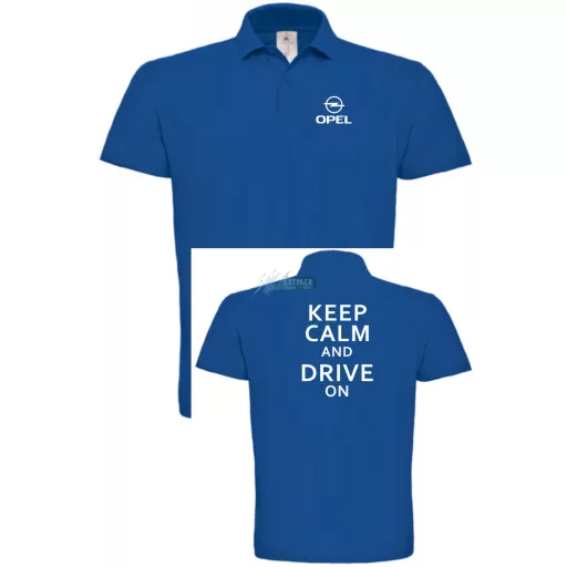 Keep Calm Styled Opel galléros férfi póló