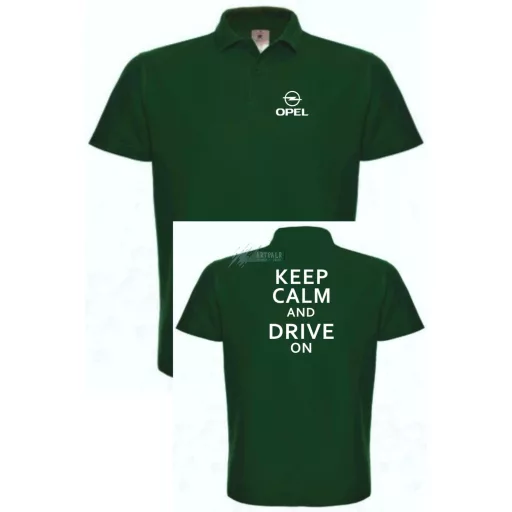 Keep Calm Styled Opel galléros férfi póló