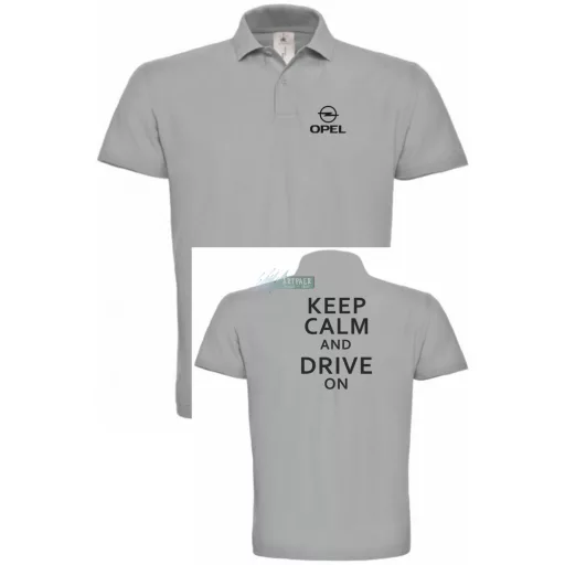 Keep Calm Styled Opel galléros férfi póló