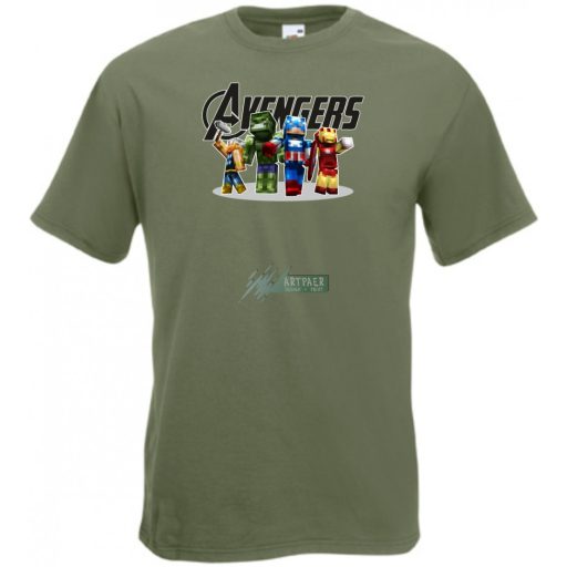 Humor - Minecraft inspire Bosszúállók férfi rövid ujjú póló