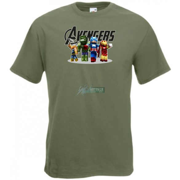 Humor - Minecraft inspire Bosszúállók férfi rövid ujjú póló