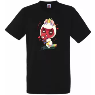   Humor - Kicsi Hősök - Deadpool Unikornis jelmezben pókember babával gyerek rövid ujjú póló