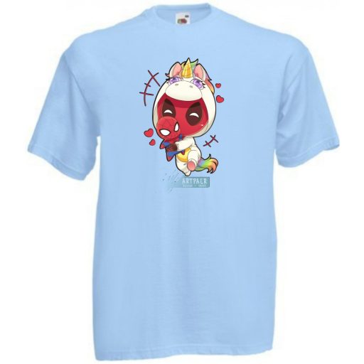 Humor - Kicsi Hősök - Deadpool Unikornis jelmezben pókember babával gyerek rövid ujjú póló