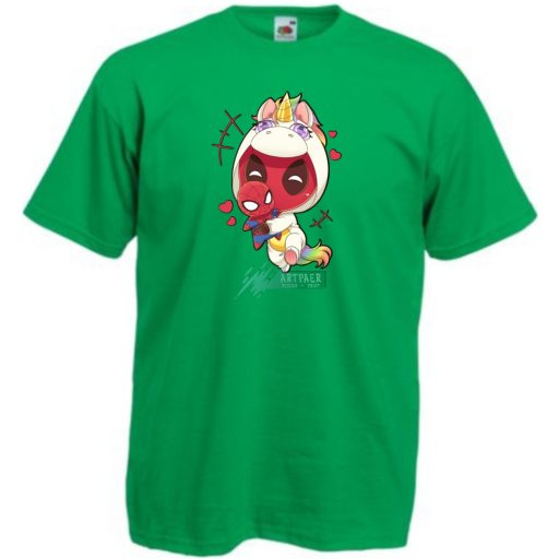 Humor - Kicsi Hősök - Deadpool Unikornis jelmezben pókember babával gyerek rövid ujjú póló