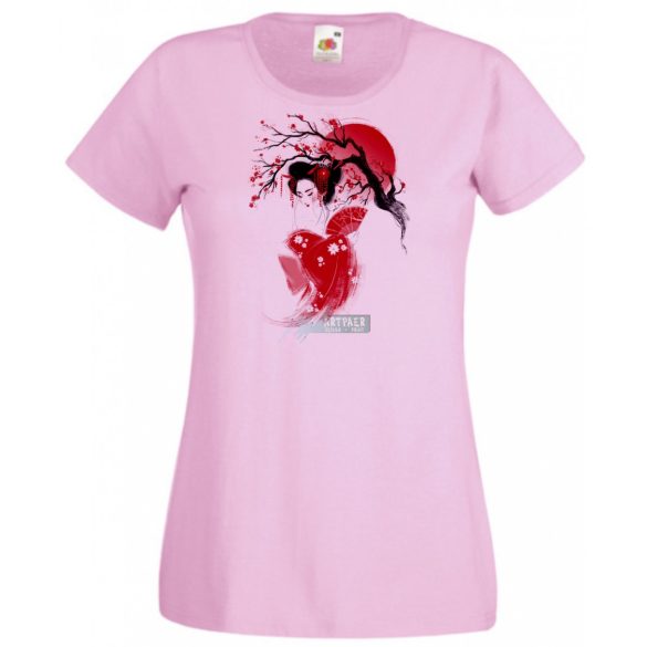 Női Design - Keleti hangulat - Gésa cseresznyevirág női rövid ujjú póló