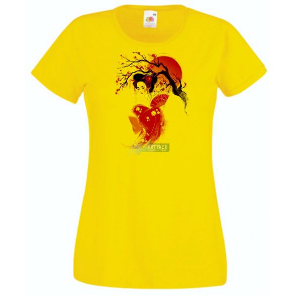 Női Design - Keleti hangulat - Gésa cseresznyevirág női rövid ujjú póló