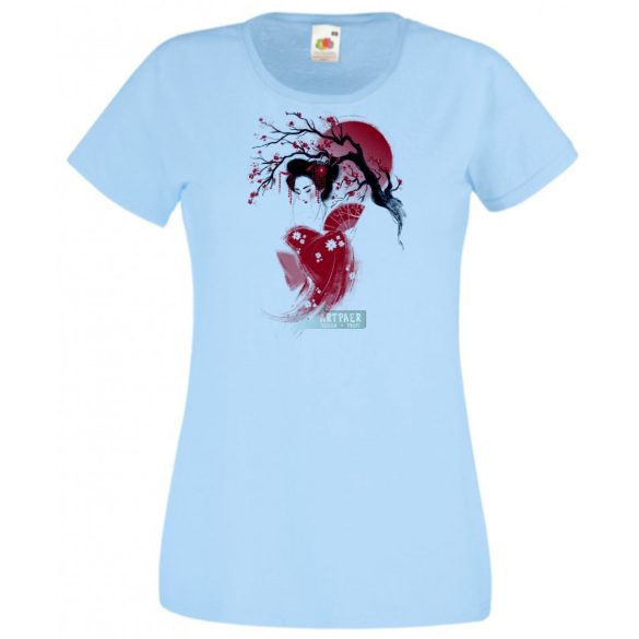 Női Design - Keleti hangulat - Gésa cseresznyevirág női rövid ujjú póló