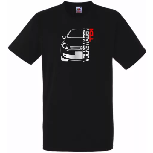 Autó fan VW Golf TDI férfi rövid ujjú póló