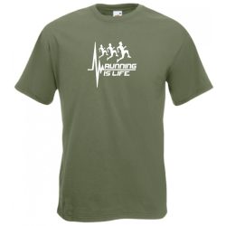   Running is life pulse heart rate frequency férfi rövid ujjú póló