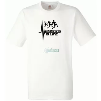   Running is life pulse heart rate frequency férfi rövid ujjú póló