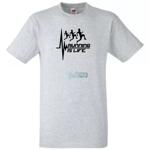 Running is life pulse heart rate frequency férfi rövid ujjú póló