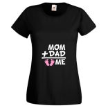 Mom Dad Plus Me Baby ... női rövid ujjú póló