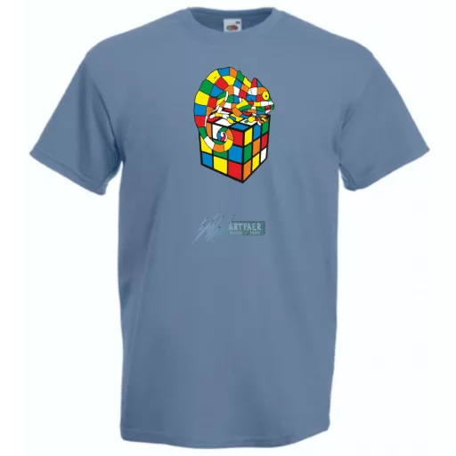 Kaméleon és a mágikus Rubik kocka férfi rövid ujjú póló