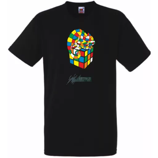 Kaméleon és a mágikus Rubik kocka férfi rövid ujjú póló