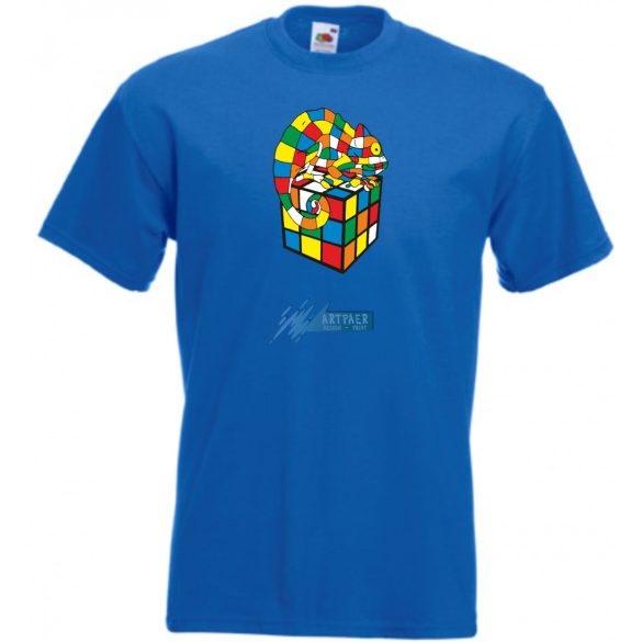 Kaméleon és a mágikus Rubik kocka férfi rövid ujjú póló
