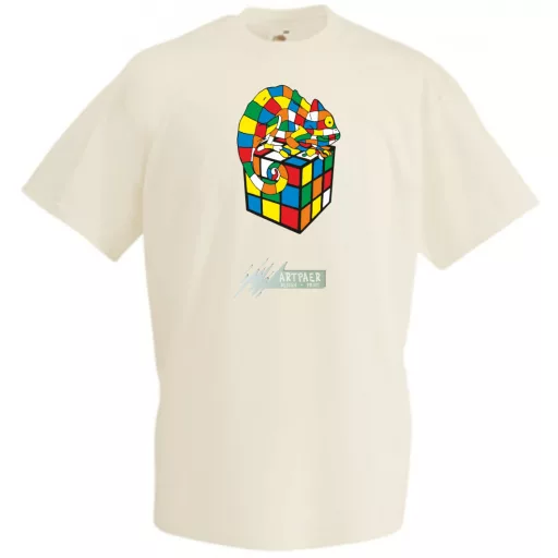 Kaméleon és a mágikus Rubik kocka férfi rövid ujjú póló