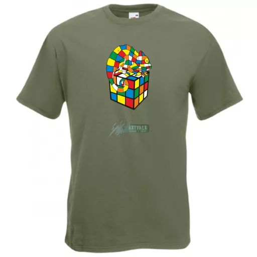 Kaméleon és a mágikus Rubik kocka férfi rövid ujjú póló