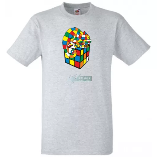 Kaméleon és a mágikus Rubik kocka férfi rövid ujjú póló