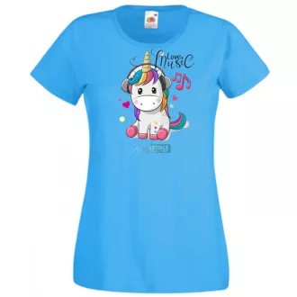   Unicornis fejhallgatóval - Love Music női rövid ujjú póló