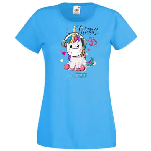 Unicornis fejhallgatóval - Love Music női rövid ujjú póló
