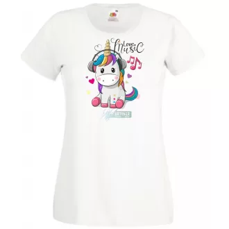   Unicornis fejhallgatóval - Love Music női rövid ujjú póló