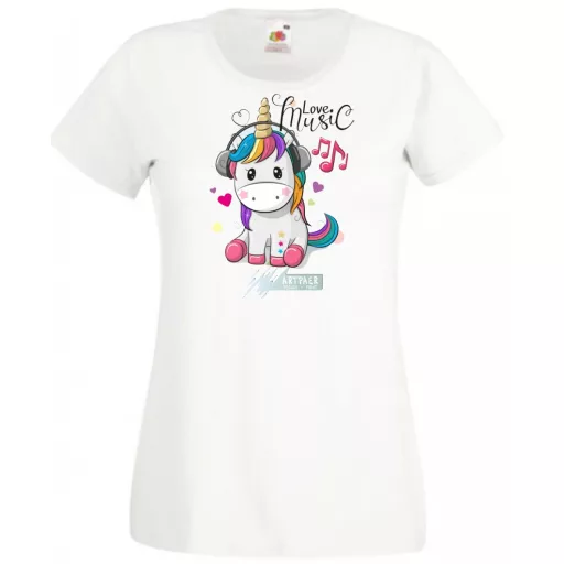 Unicornis fejhallgatóval - Love Music női rövid ujjú póló