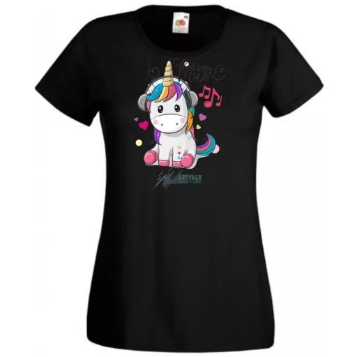 Unicornis fejhallgatóval - Love Music női rövid ujjú póló