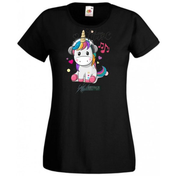 Unicornis fejhallgatóval - Love Music női rövid ujjú póló