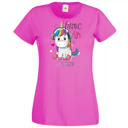 Unicornis fejhallgatóval - Love Music női rövid ujjú póló