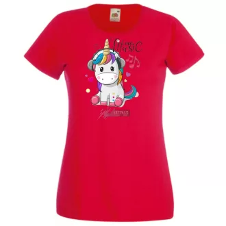   Unicornis fejhallgatóval - Love Music női rövid ujjú póló