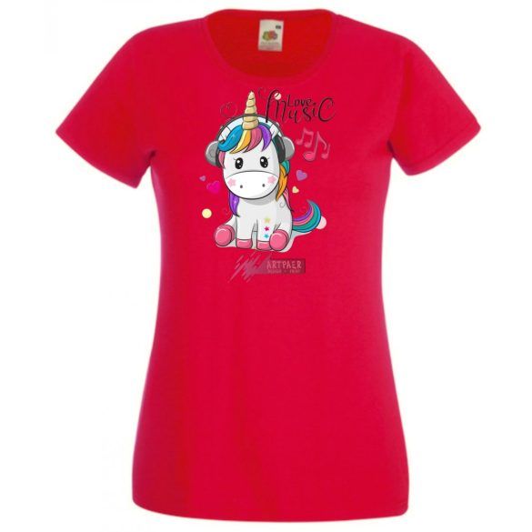 Unicornis fejhallgatóval - Love Music női rövid ujjú póló