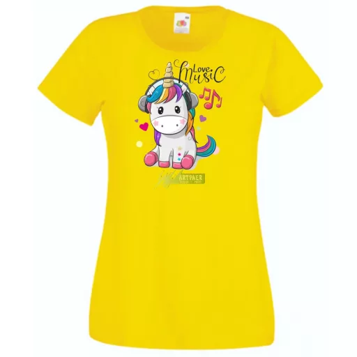 Unicornis fejhallgatóval - Love Music női rövid ujjú póló