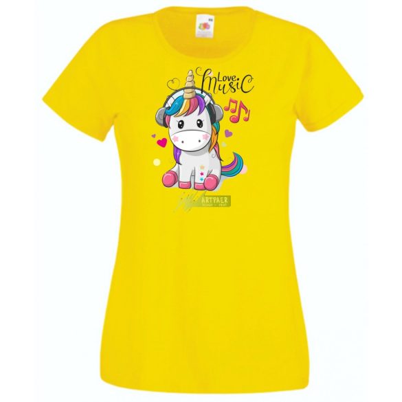 Unicornis fejhallgatóval - Love Music női rövid ujjú póló