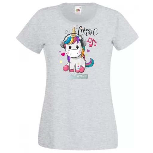 Unicornis fejhallgatóval - Love Music női rövid ujjú póló