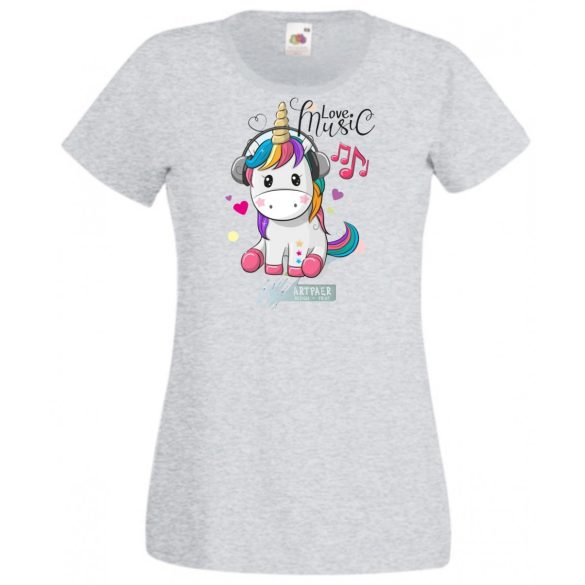Unicornis fejhallgatóval - Love Music női rövid ujjú póló
