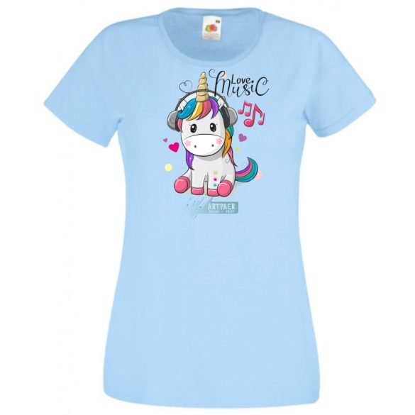 Unicornis fejhallgatóval - Love Music női rövid ujjú póló