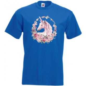 Unikornis virágkoszorúval gyerek rövid ujjú póló