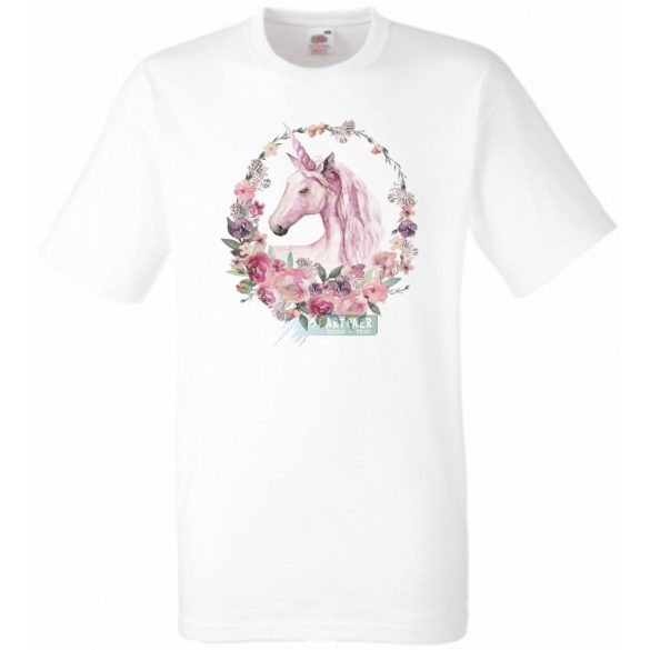 Unikornis virágkoszorúval gyerek rövid ujjú póló