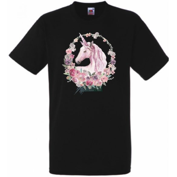 Unikornis virágkoszorúval gyerek rövid ujjú póló