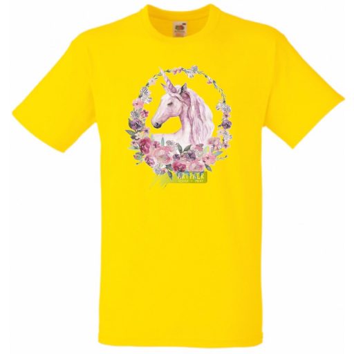 Unikornis virágkoszorúval gyerek rövid ujjú póló