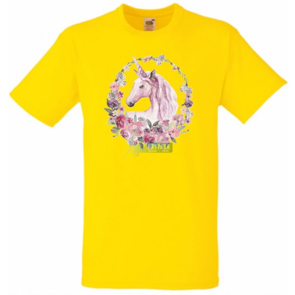 Unikornis virágkoszorúval gyerek rövid ujjú póló