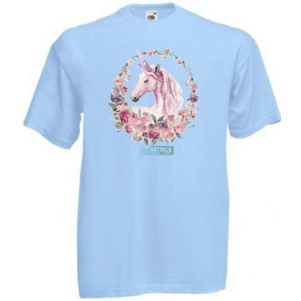 Unikornis virágkoszorúval gyerek rövid ujjú póló