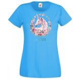 Unikornis virágkoszorúval női rövid ujjú póló