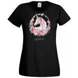 Unikornis virágkoszorúval női rövid ujjú póló