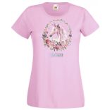 Unikornis virágkoszorúval női rövid ujjú póló