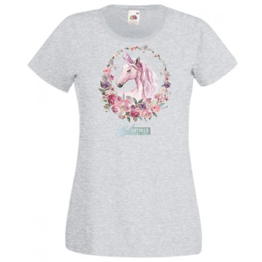 Unikornis virágkoszorúval női rövid ujjú póló