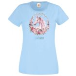 Unikornis virágkoszorúval női rövid ujjú póló